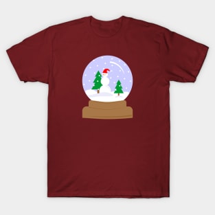 Snow globe with a snowman and a spruces inside T-Shirt